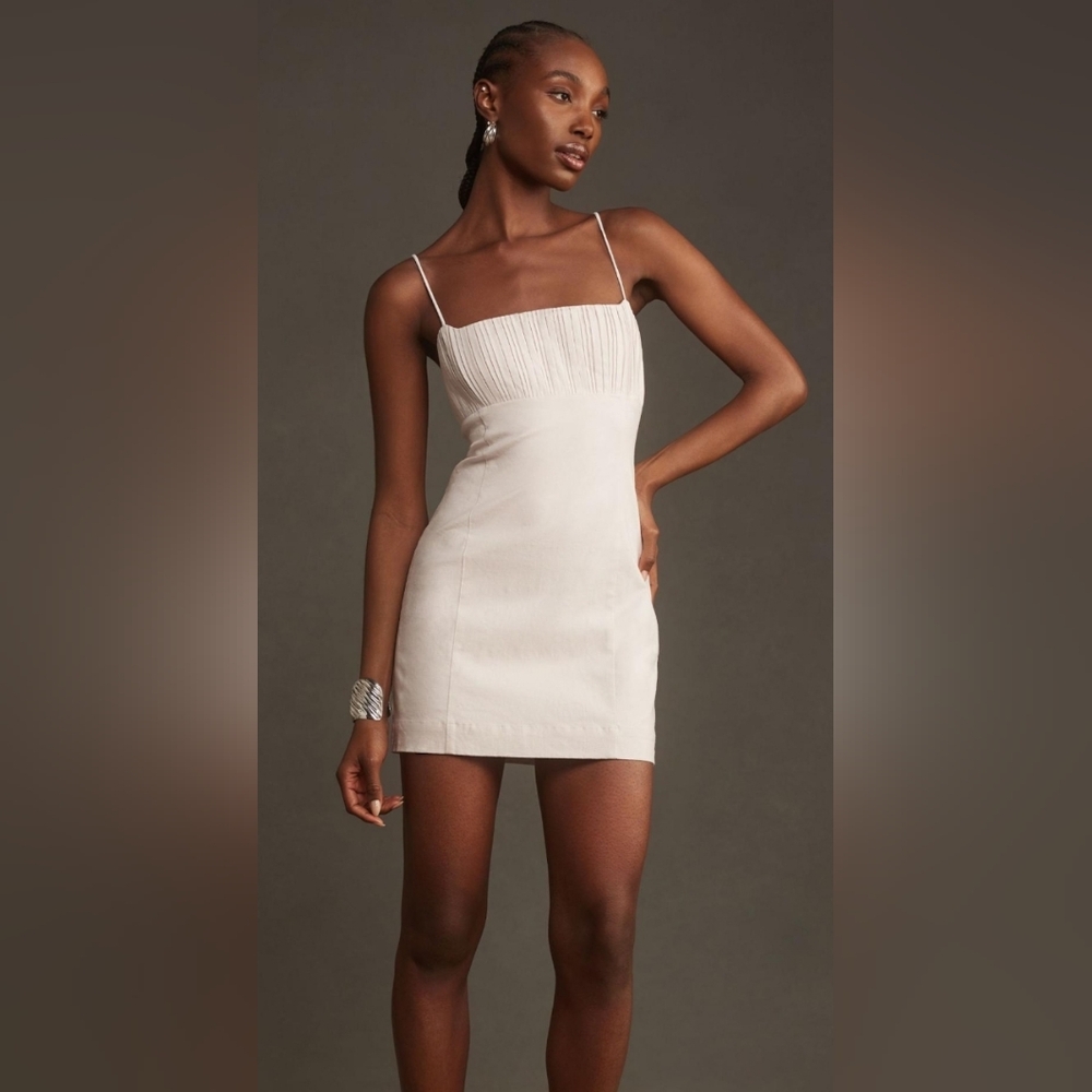 Anthropologie Maeve The Ophelia Sleeveless Linen Slim Mini Dress - Picture 3 of 4